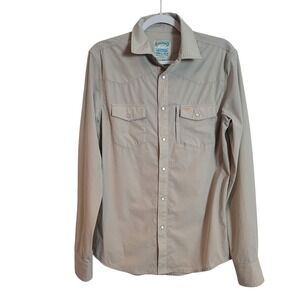 Sendero Provisions Co Mens XS Para El Agua Western Pearl Snap Tech Shirt Tan
